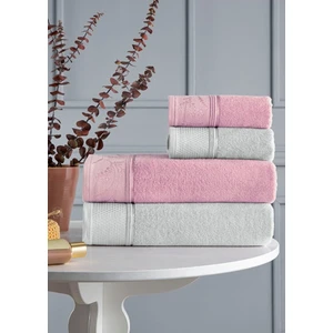 Best Hamam Seti, Banyo Havlu Takımı-Ditsy Pembe Gri