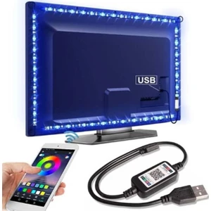 Bluetoothlu USB Şerit LED Tv Pc Arkası Telefondan Kontrollü Rgb Aydınlatma 5 Metre Sese Duyarlı