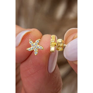 925 Ayar Gümüş Gold Kaplama Minimal Deniz Yıldızı Küpe