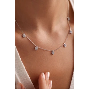 925 Ayar Gümüş Rodyum Kaplama Zirkon Taşlı Kalp Kolye