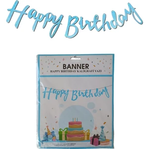 Ngüzel Party Happy Birthday Kaligrafi Banner Yazı