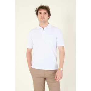 Giyim Dünyası Erkek Süprem Kumaş Cepli Polo Yaka T-Shirt Beyaz