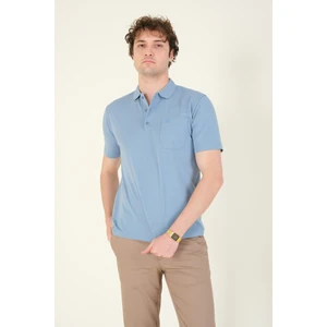 Giyim Dünyası Erkek Süprem Kumaş Cepli Polo Yaka T-Shirt Mavi