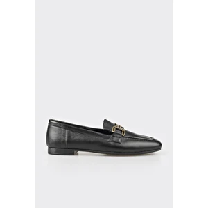 Siyah Deri Kadın Loafer