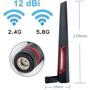 Roboyol Store 12DBI Dual Band Anten Rp Sma Erkek (Dişi) 2.4ghz 5.8ghz Rf Gsm Wifi Sinyal Kuvvetlendirici Anten