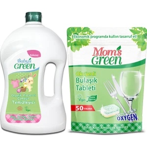 Baby's Green 2'li Set -50 Yıkama Oksijenli Bulaşık Makinesi Tableti - 1500 ml Aloeveralı Bebek Çamaşır Deterjanı 40 Yıkama