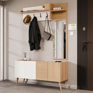 Theo 4 Kapaklı 6 Raflı 4 Askılı Sağ Aynalı Portmanto