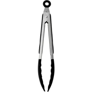 Metal Kızartma Maşası Silikon Uçlu Maşa Siyah Renk Kilit Sistemli