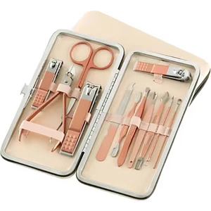 12'Li Rose Gold Çantalı Taşınabilir Kişisel Bakım Seti Paslanmaz Çelik Cımbız - Manikür&Pedikür Seti No:1