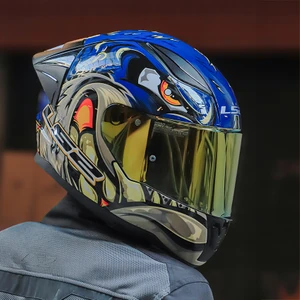 Ls2 Rapıd 2 Race Spox Mavi-Gri Kask Sarı Cam