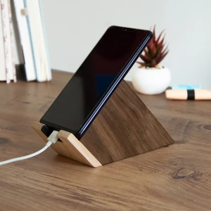 Blok Telefon Standı - Ceviz ve Akça Ağacından