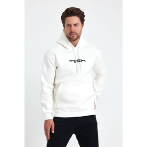 Tarz Cool Erkek Ön ve Arka Baskılı 3 Iplik Şardonlu Kapüşonlu Sweatshirt
