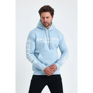 Tarz Cool Erkek Yazı Baskılı Regular 3 Iplik Şardonlu Kapüşonlu Sweatshirt
