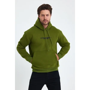 Tarz Cool Erkek Ön ve Arka Baskılı 3 Iplik Şardonlu Kapüşonlu Sweatshirt