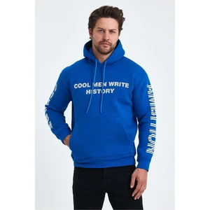 Tarz Cool Erkek Yazı Baskılı Regular 3 Iplik Şardonlu Kapüşonlu Sweatshirt