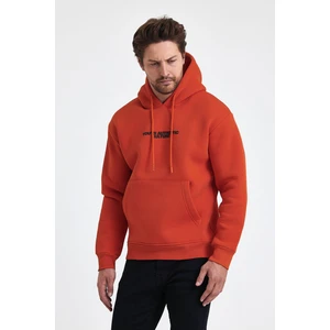 Tarz Cool Erkek Ön ve Arka Baskılı 3 Iplik Şardonlu Kapüşonlu Sweatshirt