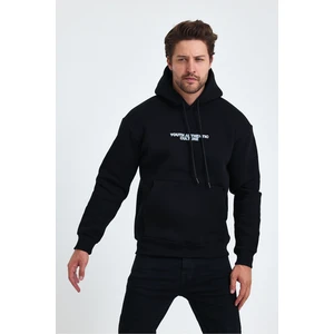 Tarz Cool Erkek Ön ve Arka Baskılı 3 Iplik Şardonlu Kapüşonlu Sweatshirt