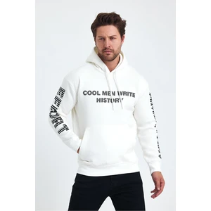 Tarz Cool Erkek Yazı Baskılı Regular 3 Iplik Şardonlu Kapüşonlu Sweatshirt