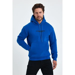 Tarz Cool Erkek Ön ve Arka Baskılı 3 Iplik Şardonlu Kapüşonlu Sweatshirt