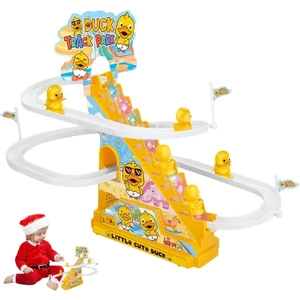 Elektrikli Yürüyen Merdivenli Işıklı Müzikli Yavru Ördek Tırmanma Kayak Seti Roller Coaster (YQ804)