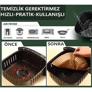 Airfryer Pişirme Kağıdı 100 Adet Yuvarlak Yağsız Fritöz Malzeme Ile Sızdırmayı Önler