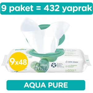 Islak Havlu Mendil Aqua Pure  9'lu 432 Yaprak  Fırsat Paketi