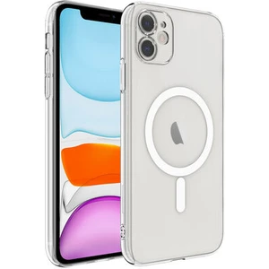 Techno Guru Apple iPhone 12 Kılıf Magsafe Şarj Özellikli Şeffaf Kamera Çerçeveli Porto Kapak
