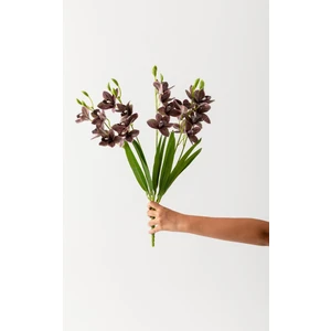 Yapay Islak Orkide Çiçeği Mürdüm 5 Dal