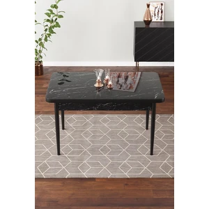 Sar Pakete Tulca Serisi 70X110 Siyah Mermer Desen Mdf Masa Sabit Mutfak Masası