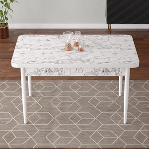 Sar Pakete Tulca Serisi 70X110 Beyaz Mermer Desen Mdf Masa Sabit Mutfak Masası