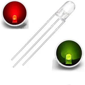 Roboyol Store LED 5mm Kırmızı Yeşil Ortak Katot 2 Renk Bicolor 3 Pin Diyot Işık