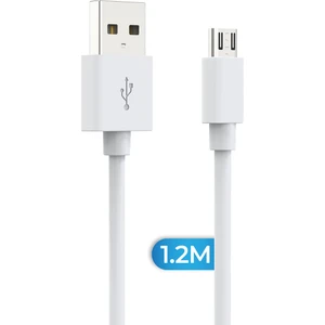 Samsung Xiaomi Huawei Oppo Uyumlu Micro Usb Şarj Ve Data Kablosu Beyaz 1.2m