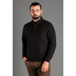 Zeki Özer Erkek Siyah Dokulu Polo Yaka Kazak