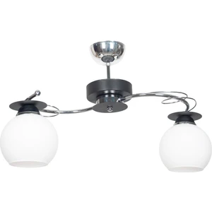 Fer Avize Bolivar Modern Tasarım Plafonyer Krom Siyah Kasa Beyaz Camlı Salon - Mutfak - Yatak Odası 2 Li Avize