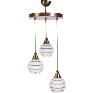 Fer Avize 2046 Modern Eskitme Renk 2046 Gold Camlı Sarkıt 3 Lü Avize
