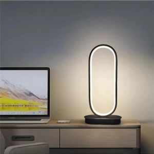 Fer Avize Seren Modern Tasarım Siyah Renk Beyaz Led Işıklı Led Masa Lambası - Abajur - Gece Lambası