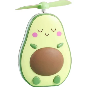 Mini LED Makyaj Aynası ve Fan 2'si 1 Arada Entegre Sevimli Avokado Şekilli Pratik Taşınabilir USB Şarjlı El Fanı, Kahverengi (Yurt Dışından)