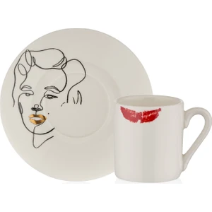 Iconic Marilyn 85 ml 4 Parça 2 Kişilik Porselen Kahve Fincan Takımı 9-01120229