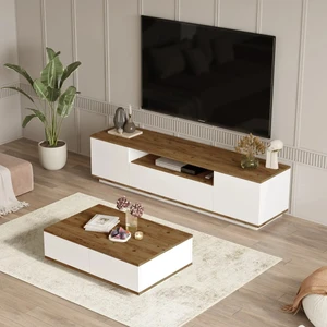 Nirengi Ağaçkurdu Tv Ünitesi Orta Sehpa 2'li Set 3 Renk Demonte Ürün