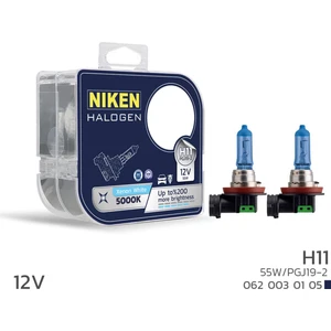 Nıken 12V H11 55W Beyaz Işık Ampul 5000K (2 Adet)