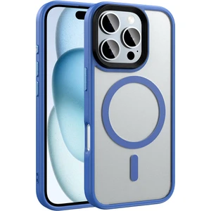 Alan Tech Apple iPhone 16 Pro Kılıf Mat Arka Yüzey Wireless Şarj Özellikli Zore Flet Magsafe Kapak-Mavi