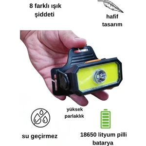 OR-5102 Su Geçirmez Ultra Güçlü 8 Farklı Işık Şiddetine Sahip 18650 Lityum Pilli Kafa Feneri