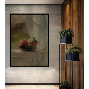 Ahşap Vintage Çiçek Galeri Duvarı,sanatsal Baskı,tablo Çerçeve Görünümlü Dikey Duvar Tablo
