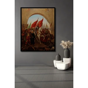 Teona Ahşap Dekoratif Osmanlı Istanbul Fetih Ahşap Tablo Çerçeve Görünümlü Dikey Duvar Dekorasyon Tablosu