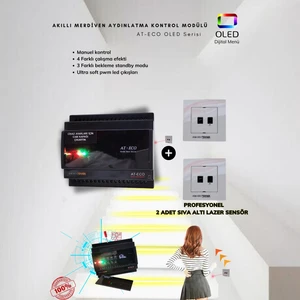 Ankara Teknik Akıllı Merdiven At-Eco OLED Serisi Akıllı Modül + 2 Adet Lazer Sensör (Profesyonel Lazer Sensör)