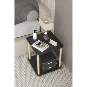 35X35 cm Kare Iki Katlı Ahşap Komodin Çok Amaçlı Sehpa Yatak Odası Baza Yanı Ayak Yükseklik 45 cm