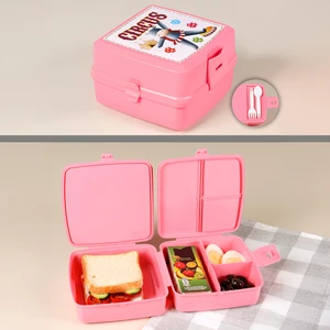 Meleni Baby 2 Katlı Bölmeli Çatal Kaşıklı Çocuk Beslenme Kutusu - Öğrenci Okul Beslenme Yemek Taşıma Kabı -Pembe