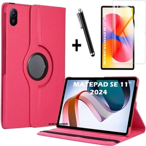 M.TK Moveteck Huawei Matepad Se 11 İnç 2024 Tablet Kılıf 360 Döner Pu Deri Standlı Kapak Ekran Koruyucu ve Kalem Set