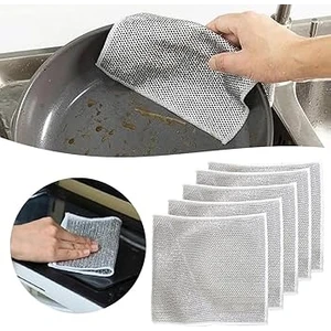 1 Adet 20X20 Inox Tel Bez Zor Kir Bezi, Inox Telli Bulaşık Bezi, Mutfak Banyo Bezi
