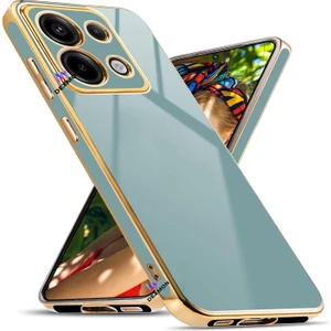 Xiaomi Redmi Note 13 Pro 5g Silikon Kılıf Kamera Korumalı Arkası Renkli Kenarları Parlak Dore Tasarım Kapak